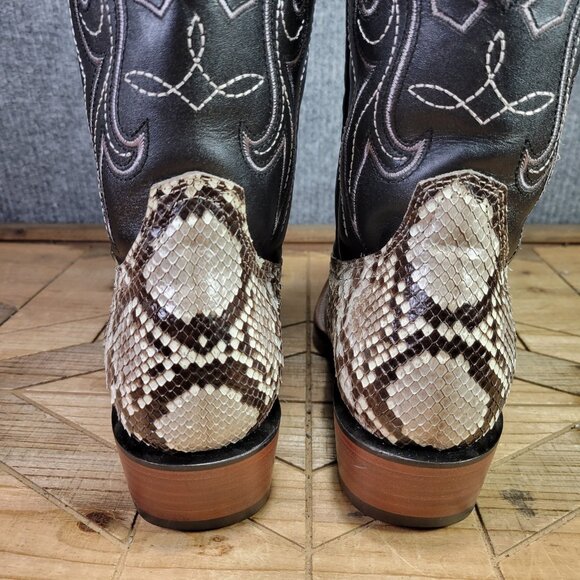 🔥 JB DILLON Reserve Mens 11B Narrow White Python EXOTIC Cowboy Square Toe Boots - Picture 8 of 14